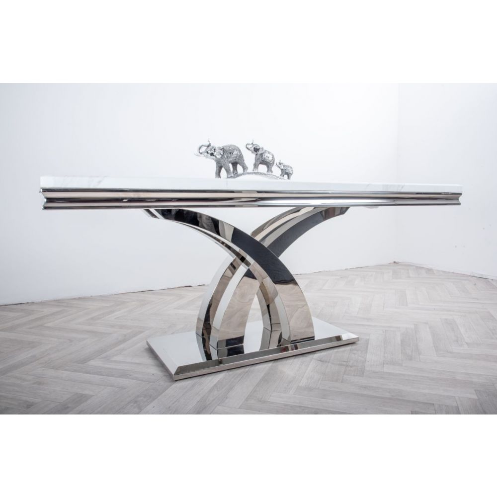Octavia 1.8m White Marble Dining Table with Chrome Base Vida living