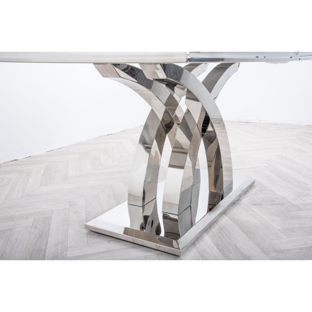 Octavia 1.8m White Marble Dining Table with Chrome Base Vida living