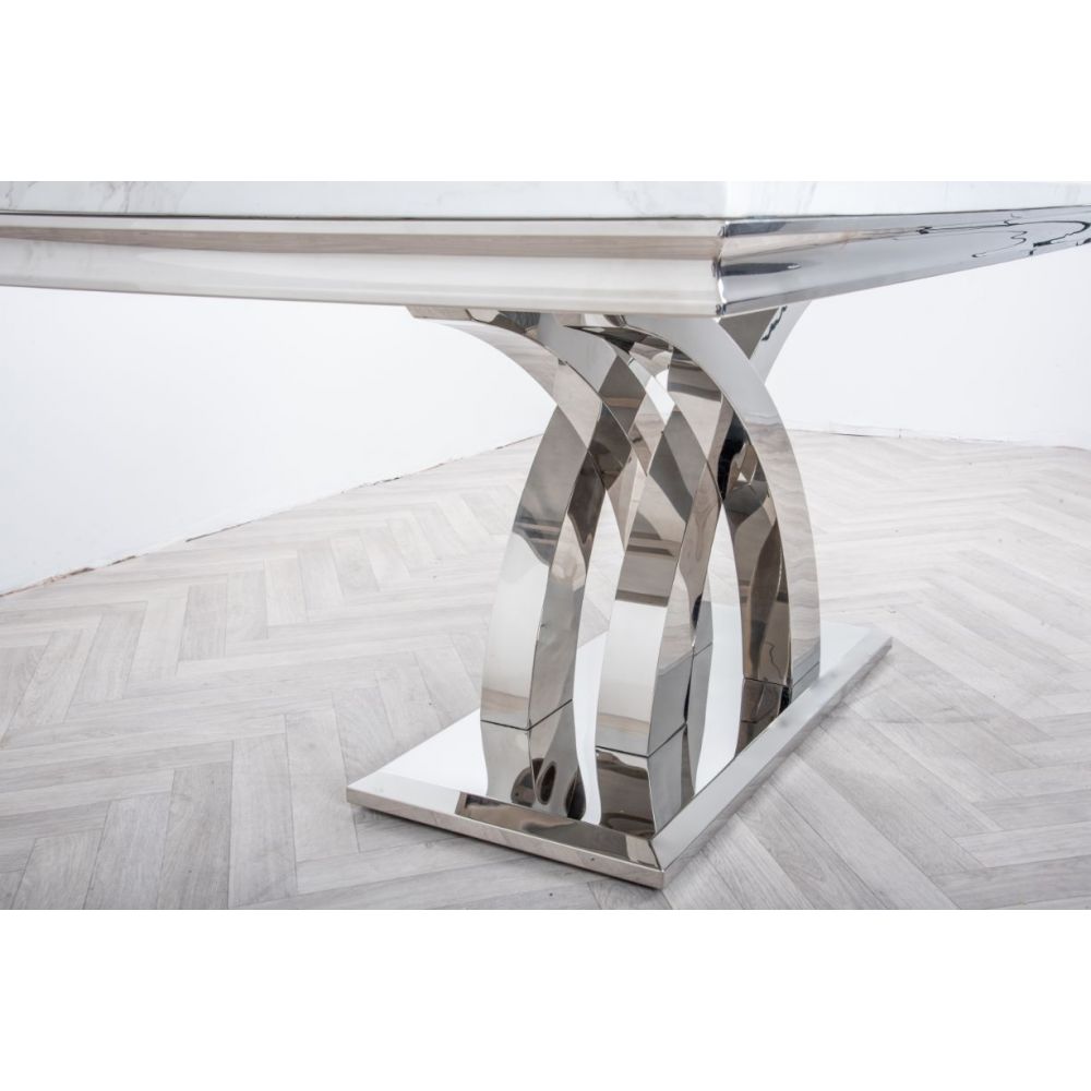 Octavia 1.8m White Marble Dining Table with Chrome Base Vida living