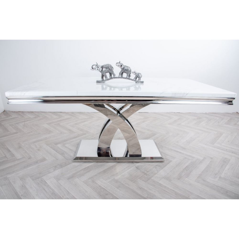 Octavia 1.8m White Marble Dining Table with Chrome Base Vida living