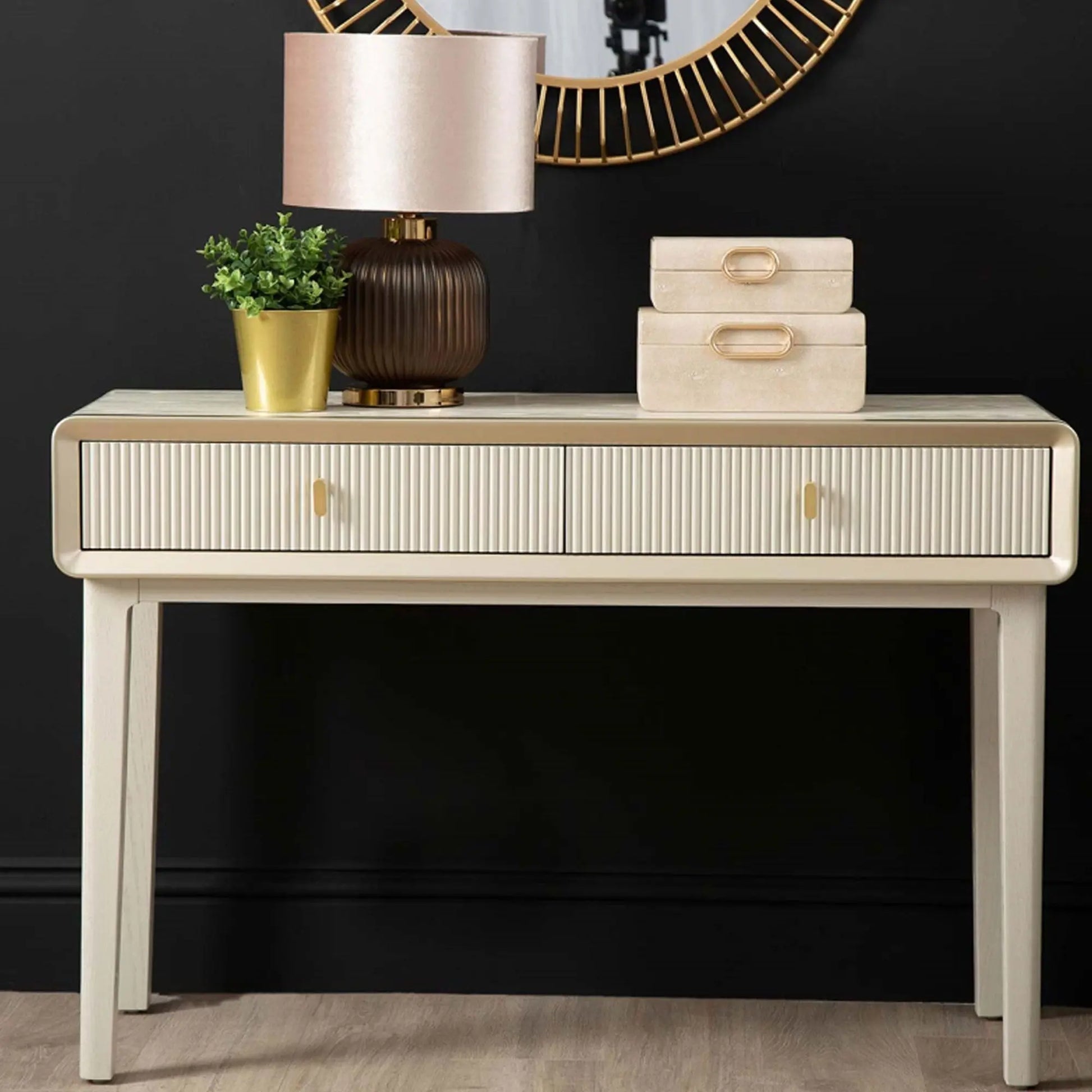 Amelie Cream Elm 2 Drawer Console Table CIMC