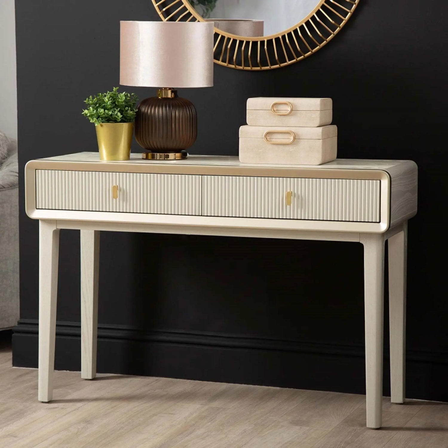 Amelie Cream Elm 2 Drawer Console Table CIMC