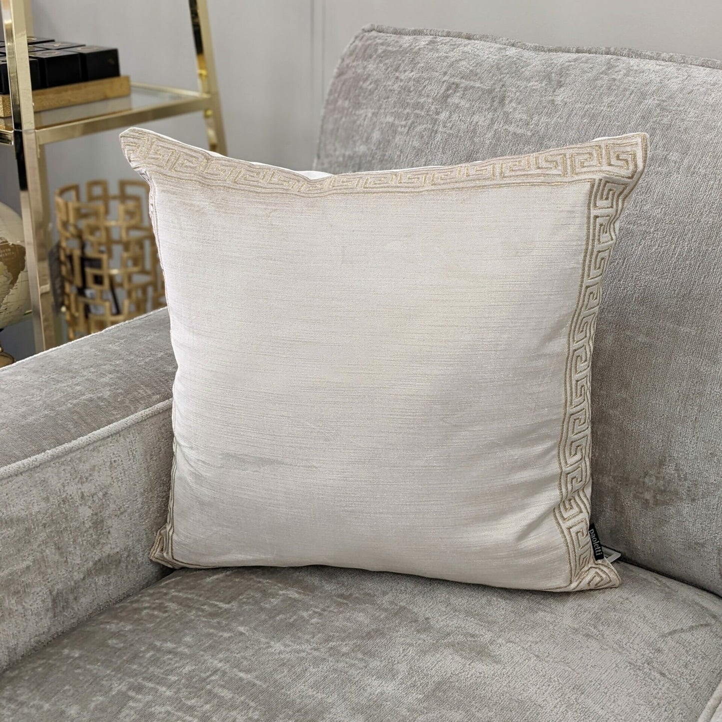 Apollo Embroidered Ivory Cushion Home Store Living