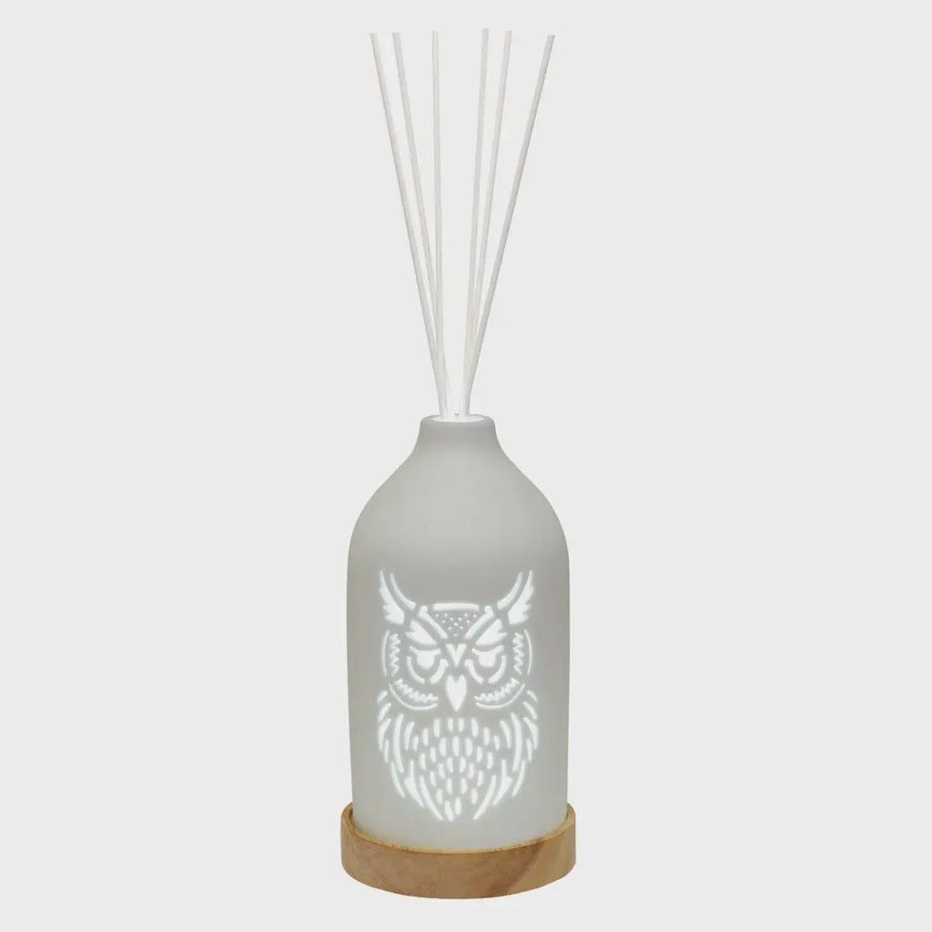 LED Ceramic Reed Diffuser Owl 19cm Aromatize