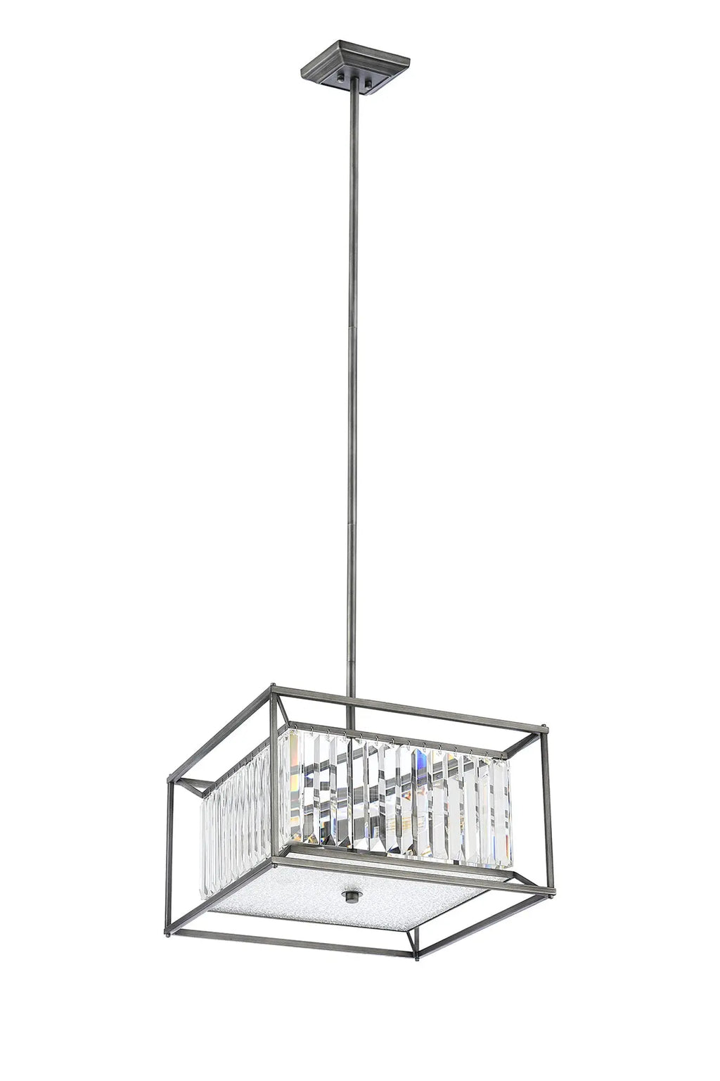 Chiara Fixed Pendant / Semi Ceiling, 4 x E14, Pewter / Clear / Grain Glass Home Store Living