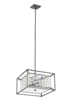 Chiara Fixed Pendant / Semi Ceiling, 4 x E14, Pewter / Clear / Grain Glass Home Store Living