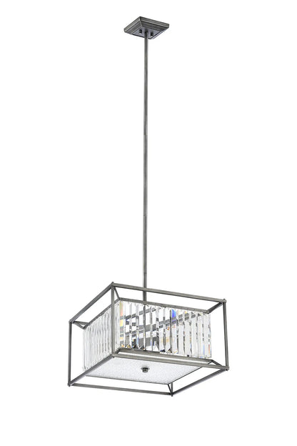 Chiara Fixed Pendant / Semi Ceiling, 4 x E14, Pewter / Clear / Grain Glass Home Store Living