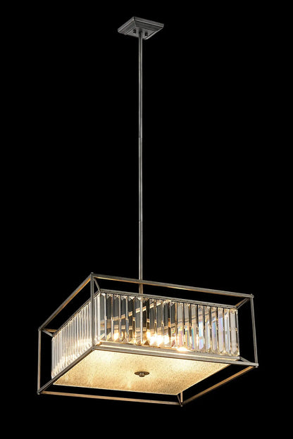 Chiara Fixed Pendant / Semi Ceiling, 6 x E14, Pewter / Clear / Grain Glass Home Store Living