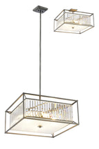 Chiara Fixed Pendant / Semi Ceiling, 6 x E14, Pewter / Clear / Grain Glass Home Store Living