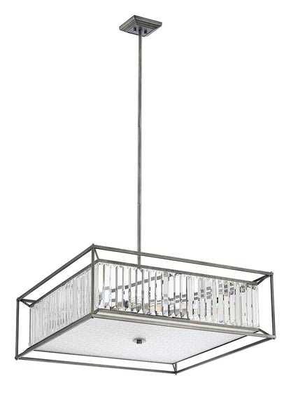 Chiara Fixed Pendant / Semi Ceiling, 12 x E14, Pewter / Clear / Grain Glass Home Store Living