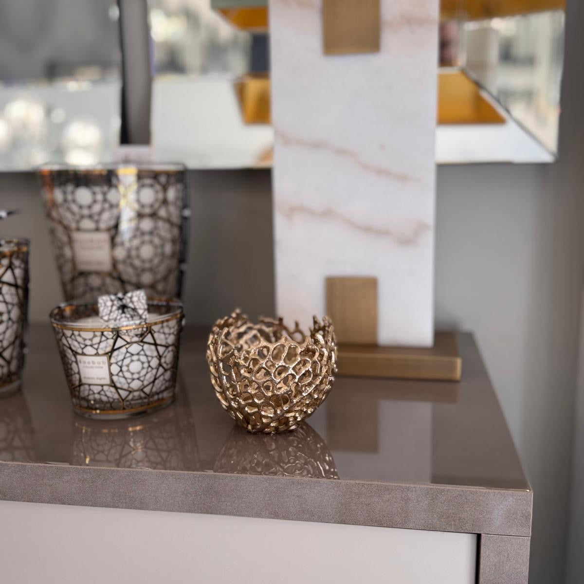 Sabela Antique Gold Candle Holder Light and Living