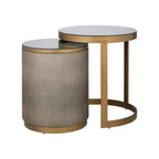 Belgravia set of 2 nesting side tables in gold and faux shagreen