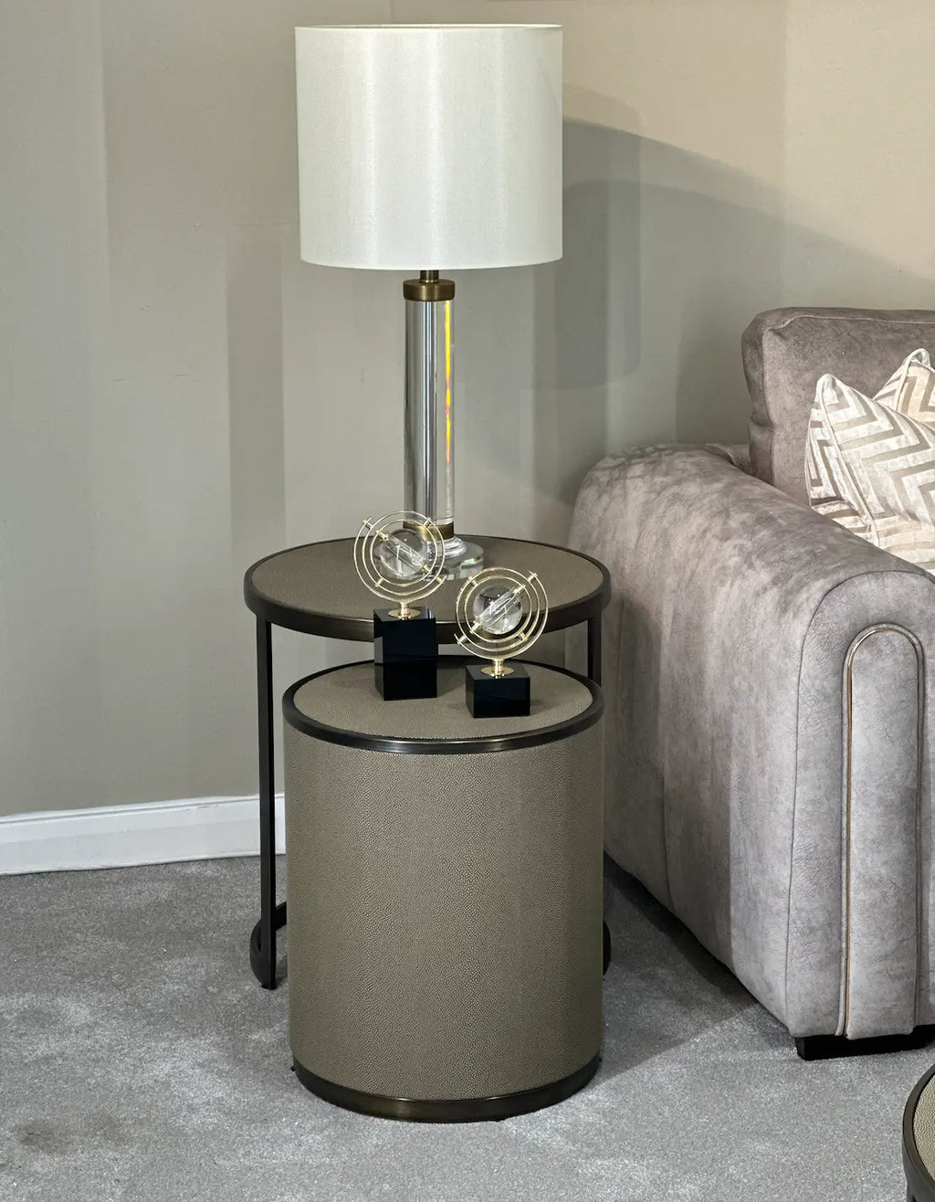 Belgravia shagreen side table used as a lamp table