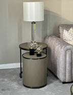 Belgravia shagreen side table used as a lamp table