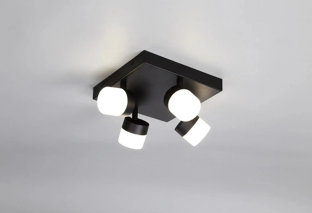 Bianca 4 Light Ceiling, 4 x 5W LED, 4000K, 1700lm, IP44, Sand Black, 3yrs Warranty Home Store Living