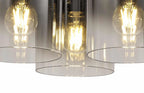 Bonni 3 Light Flush Fitting Round Ceiling Light with Black/Smoke Fade Glass Home Store Living