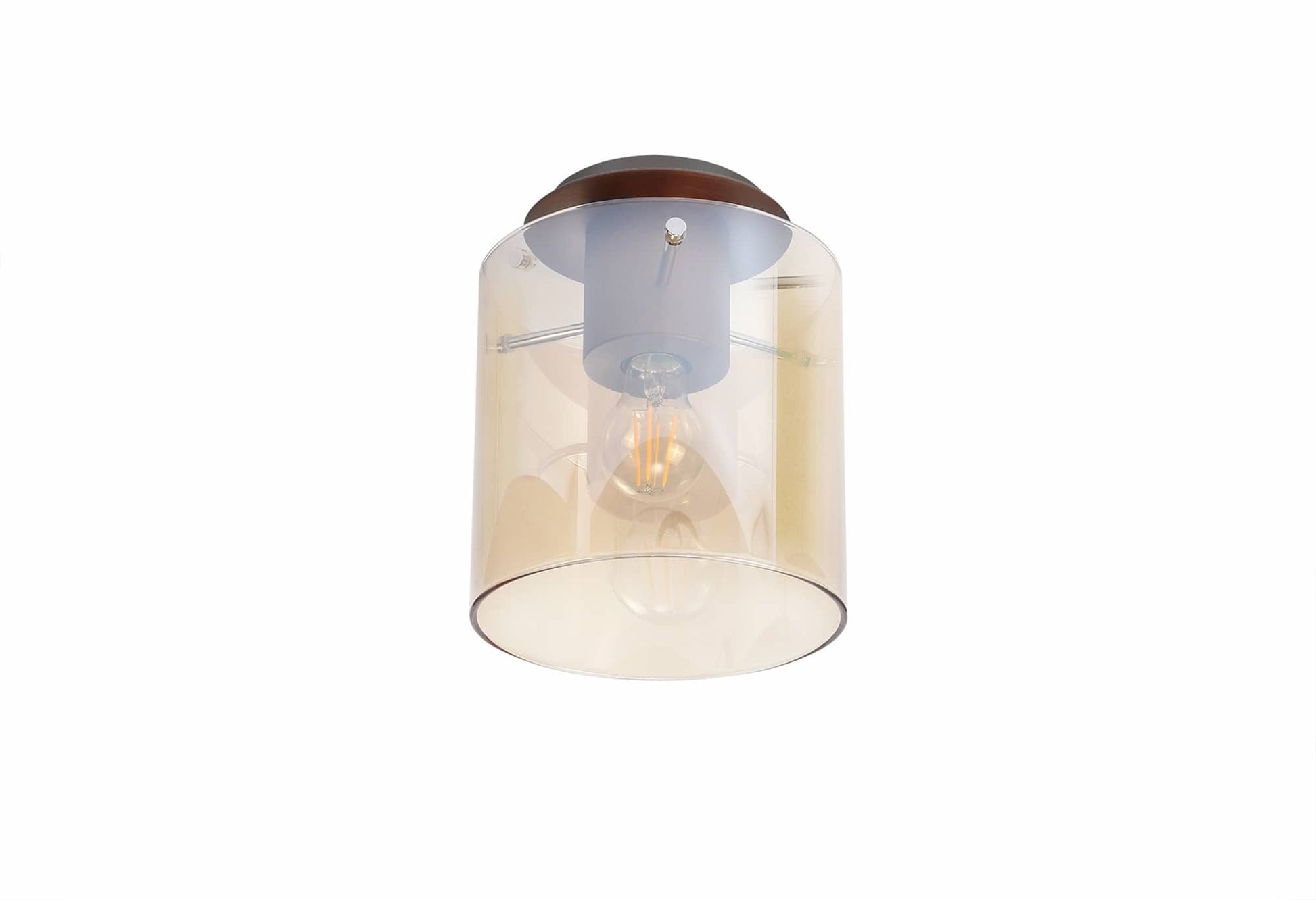 Bonni 1 Light Round Flush Fitting Ceiling Light with Mocha/Amber Glass Home Store Living