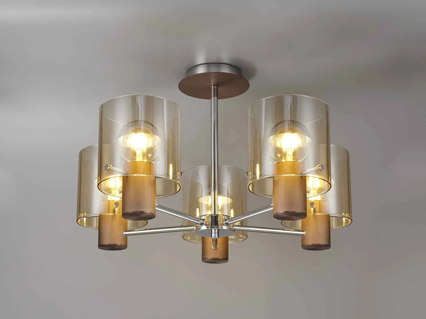 Bonni 5 Light Adjustable E27 Semi Flush Light Home Store Living