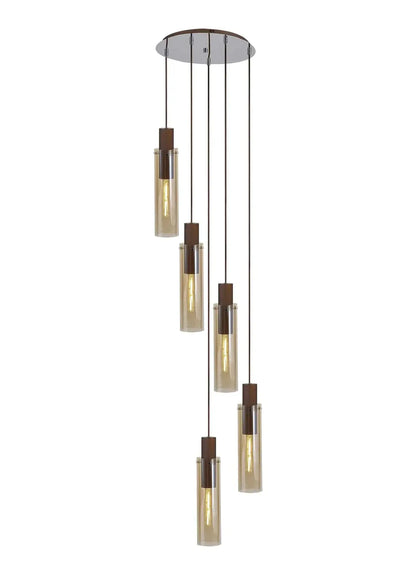 Bonni Slim 5 Light Adjustable E27 Round Pendant Home Store Living