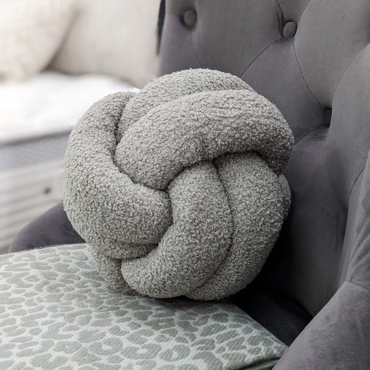 Bella Boucle Grey Knot Cushion Home Store Living