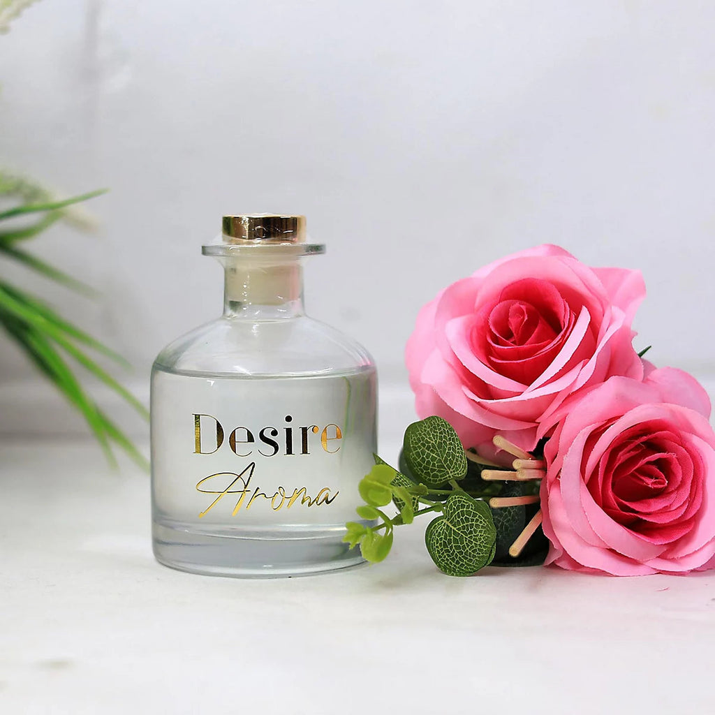Desire Aroma Rose & Bergamot 200ml Pink Rose Reed Diffuser Lesser & Pavey Ltd