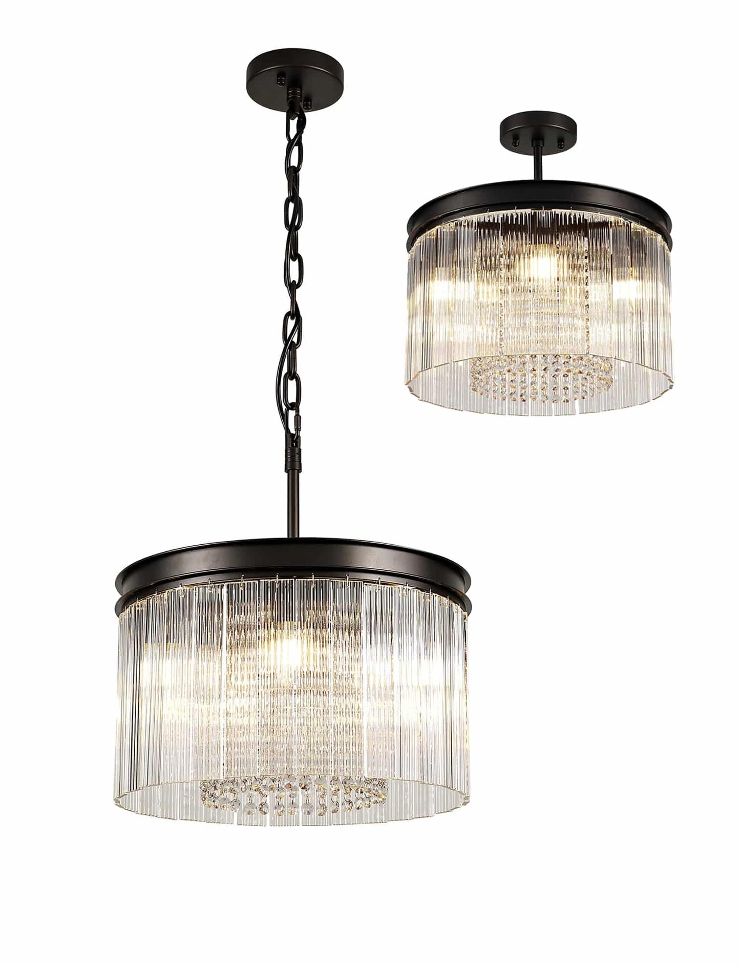 Braelyn Brown Oxide Semi Flush Round Pendant Home Store Living