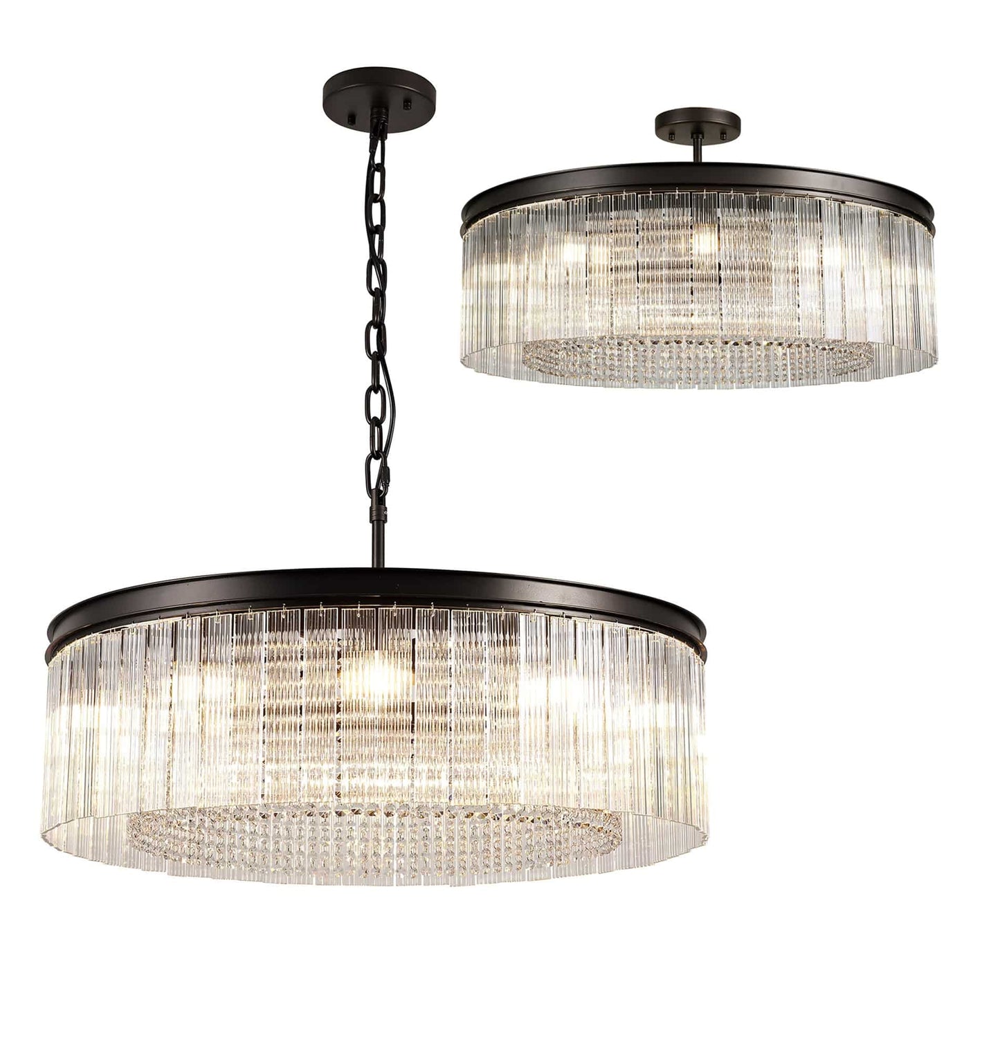 Braelyn Brown Oxide Semi Flush Round Pendant Home Store Living