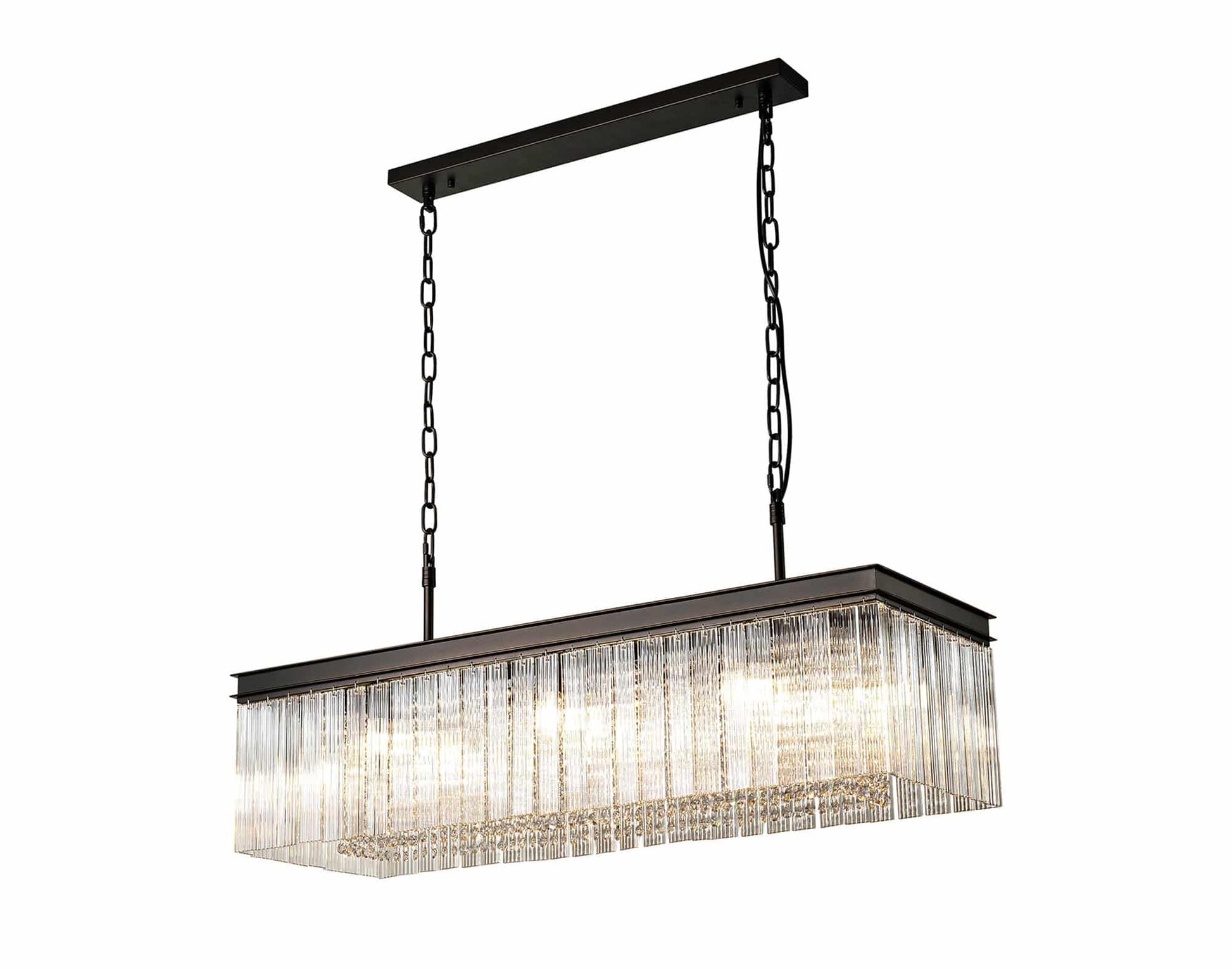 Braelyn 11 Light Rectangular Semi Flush Brown Oxide Pendant Home Store Living