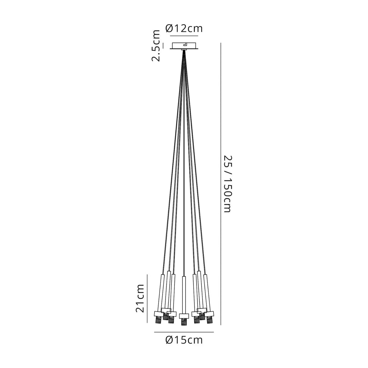 Brantley 7 Light 1.5m Cluster Pendant Home Store Living