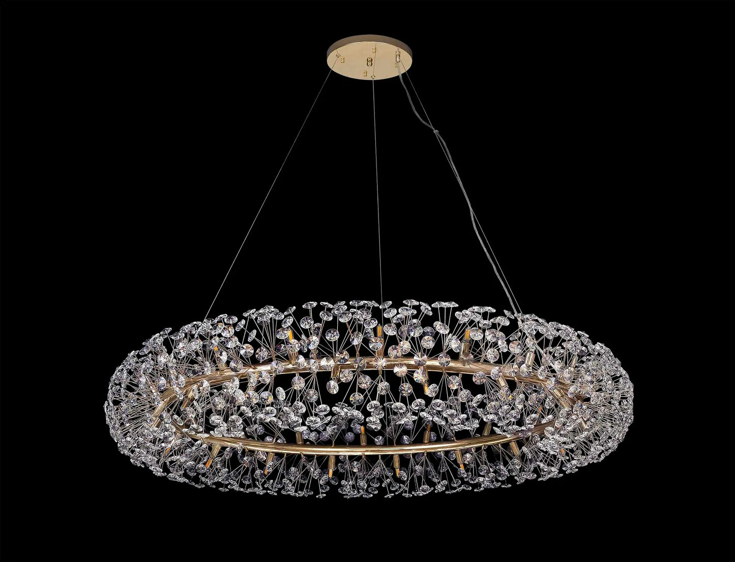 Brantley Pendant 1.4m Ring 36 Light G9 French Gold/Crystal, Item Weight:19.4kg