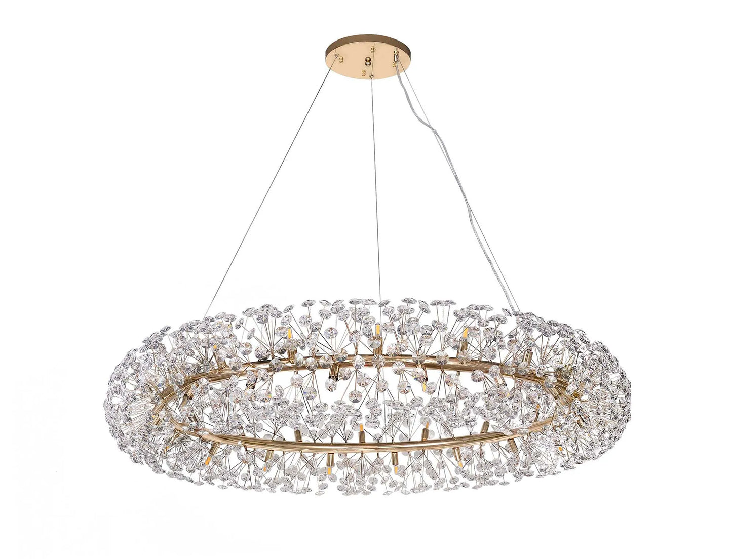 Brantley Pendant 1.4m Ring 36 Light G9 French Gold/Crystal, Item Weight:19.4kg