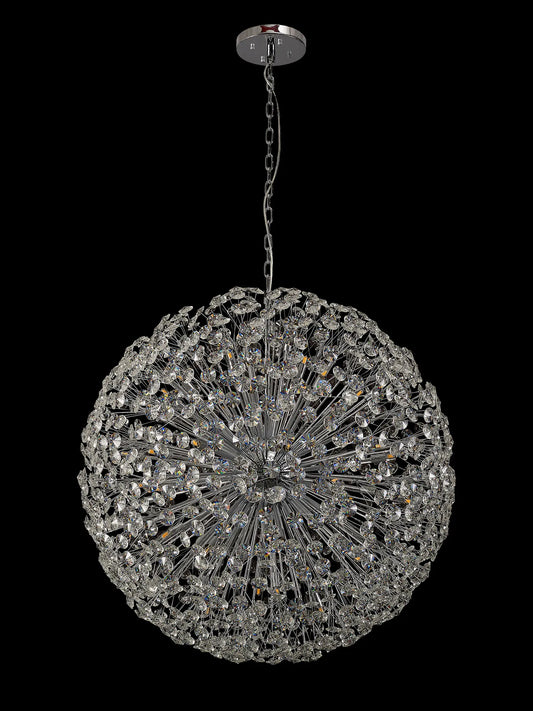 Brantley Pendant 1m Sphere 48 Light G9 Polished Chrome / Crystal, Item Weight: 42.5kg