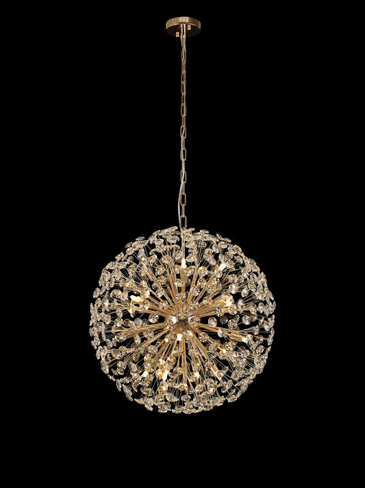 Brantley Pendant 60cm Sphere 16 Light G9 French Gold / Crystal