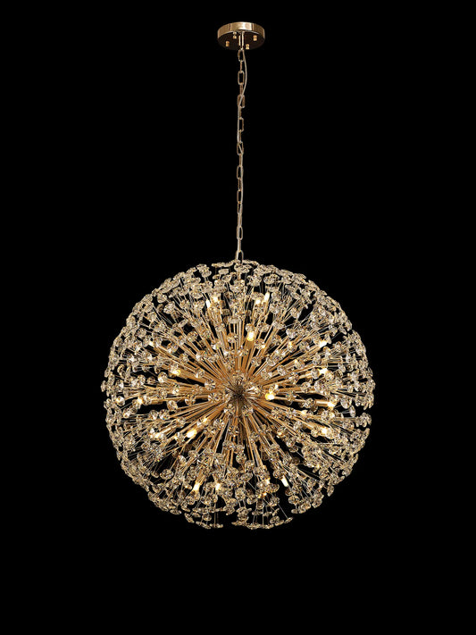 Brantley Pendant 80cm Sphere 24 Light G9 French Gold / Crystal, Item Weight: 19.7kg