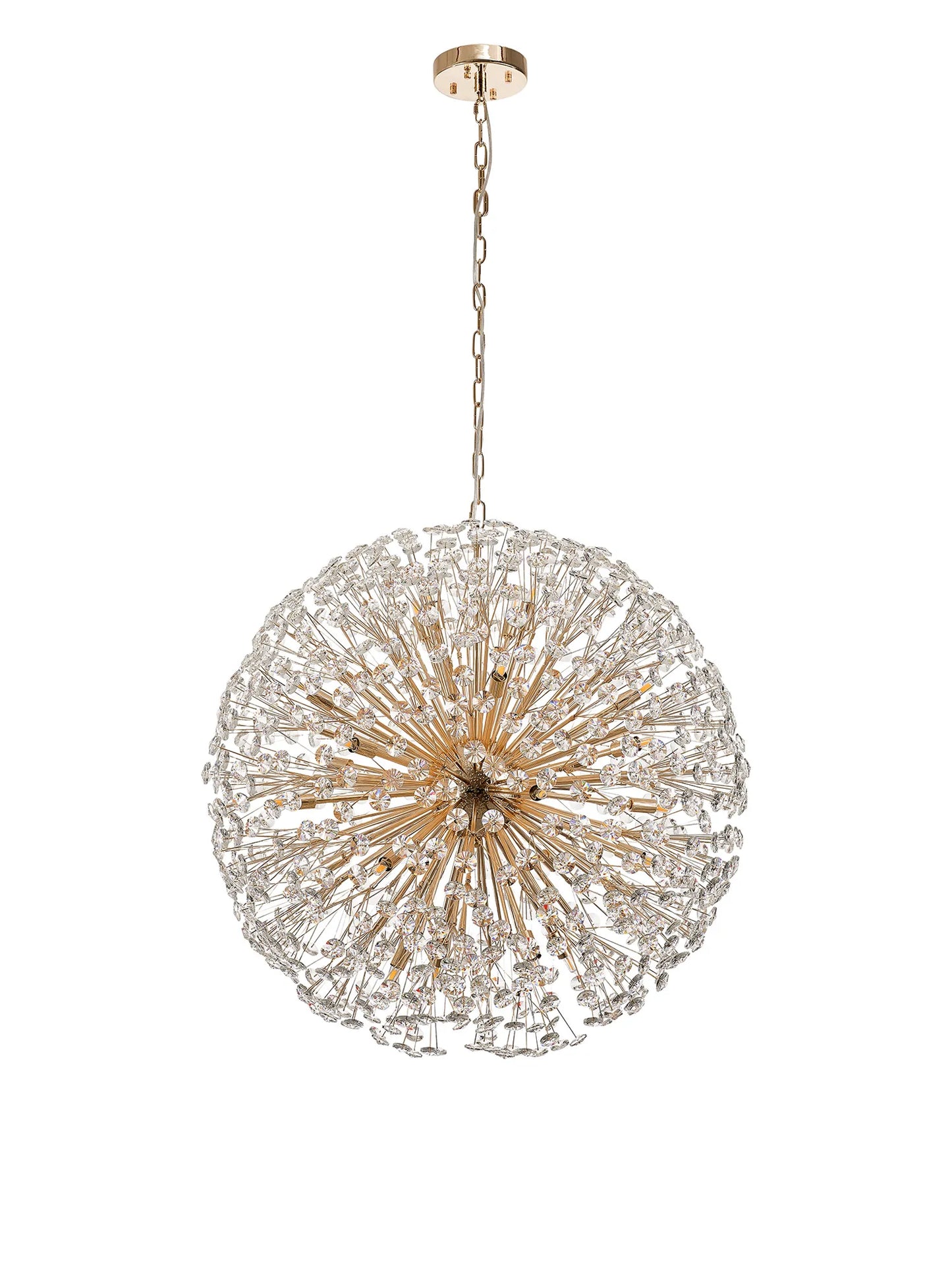 Brantley Pendant 80cm Sphere 24 Light G9 French Gold / Crystal, Item Weight: 19.7kg