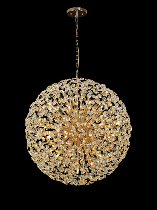 Brantley Pendant 1m Sphere 48 Light G9 French Gold / Crystal, Item Weight: 42.5kg