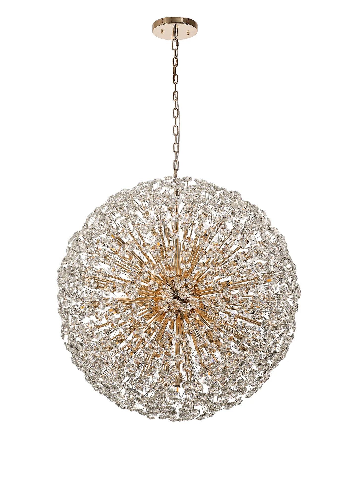 Brantley Pendant 1m Sphere 48 Light G9 French Gold / Crystal, Item Weight: 42.5kg