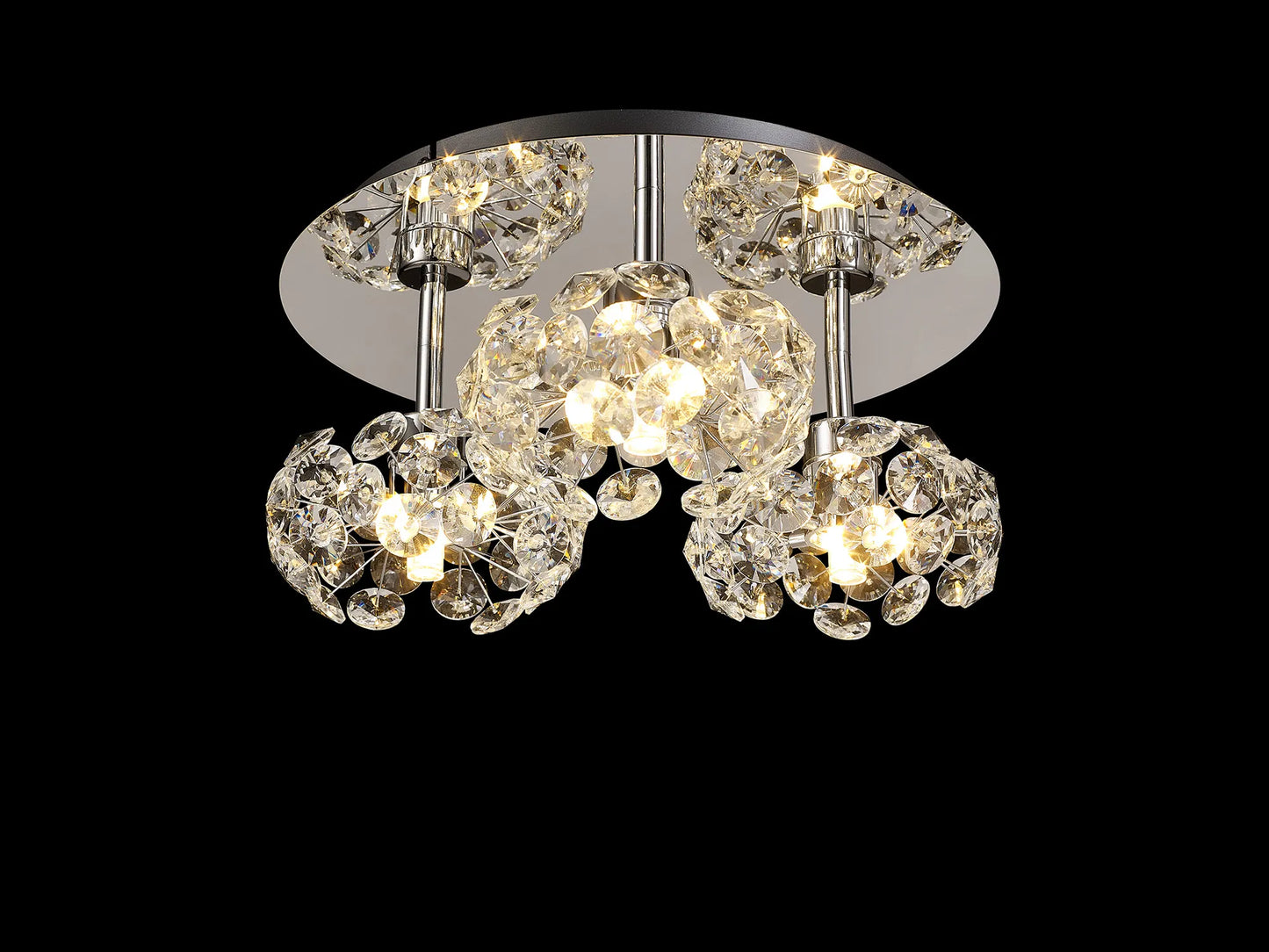 Brantley Round 3 Light G9 35cm Flush Light With Polished Chrome And Crystal Shade