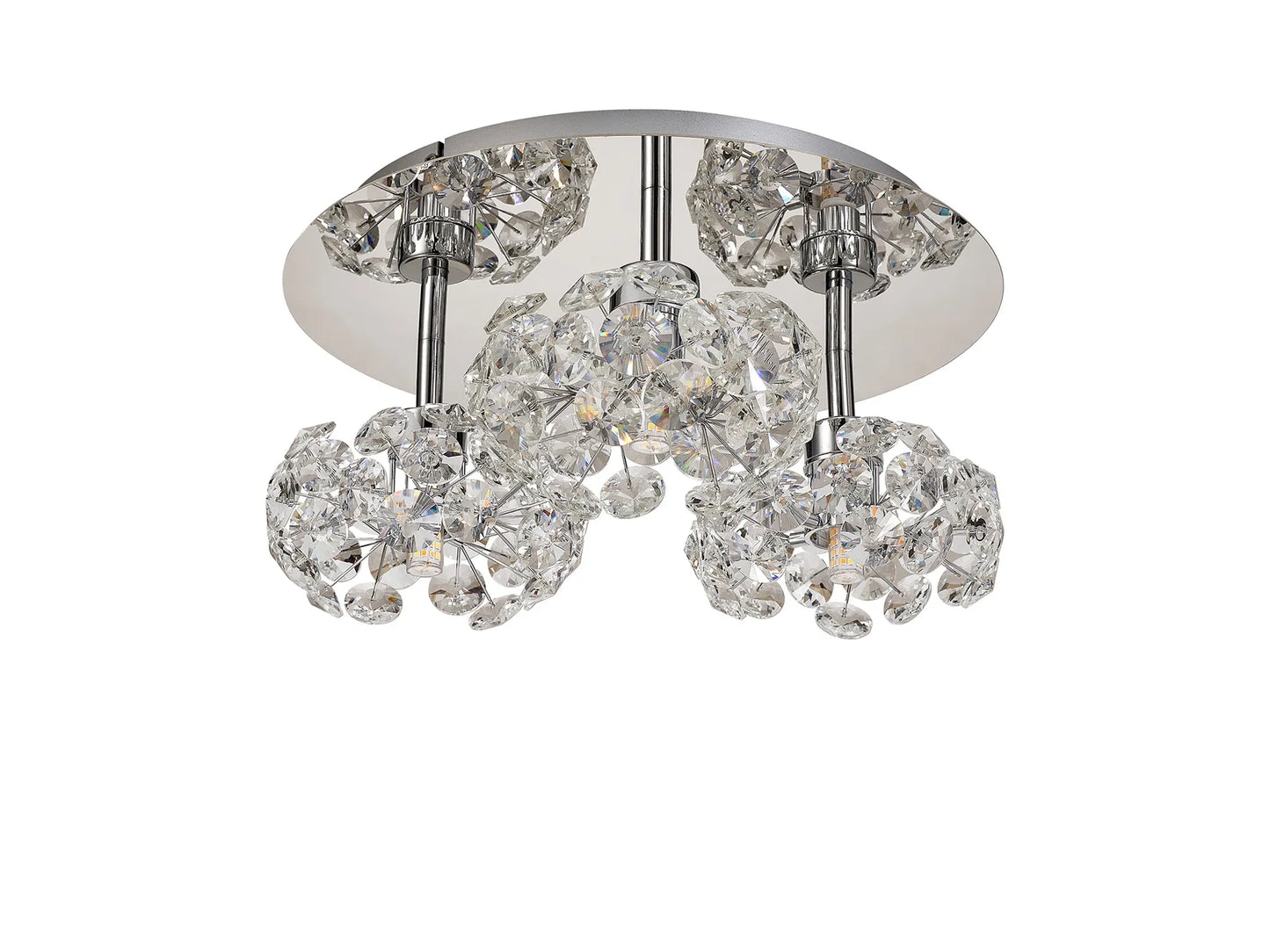 Brantley Round 3 Light G9 35cm Flush Light With Polished Chrome And Crystal Shade