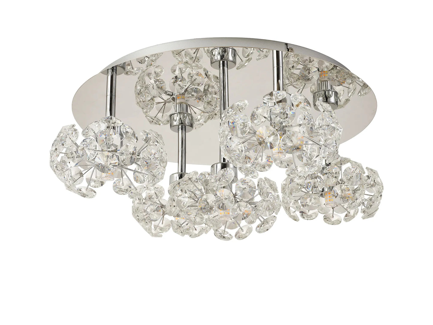 Brantley Round 5 Light G9 Flush Light With Polished Chrome And Crystal Shade