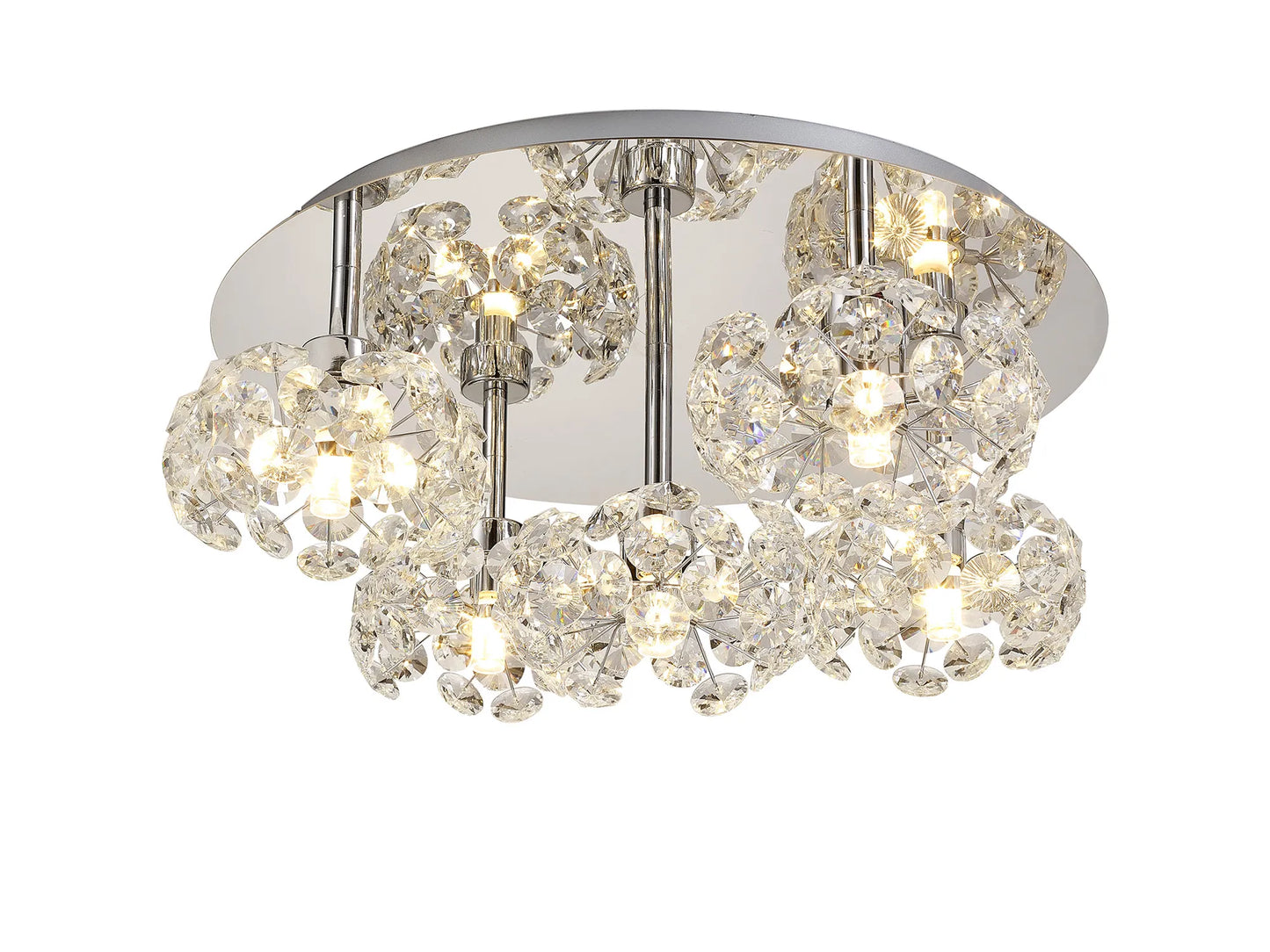 Brantley Round 5 Light G9 Flush Light With Polished Chrome And Crystal Shade