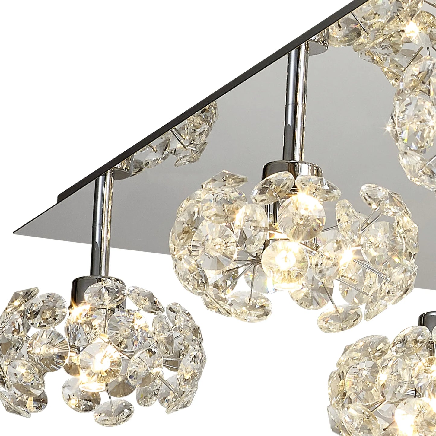 Brantley Square 13 Light G9 Flush Light With Polished Chrome Square And Crystal Shade, Item Weight: 17.2kg