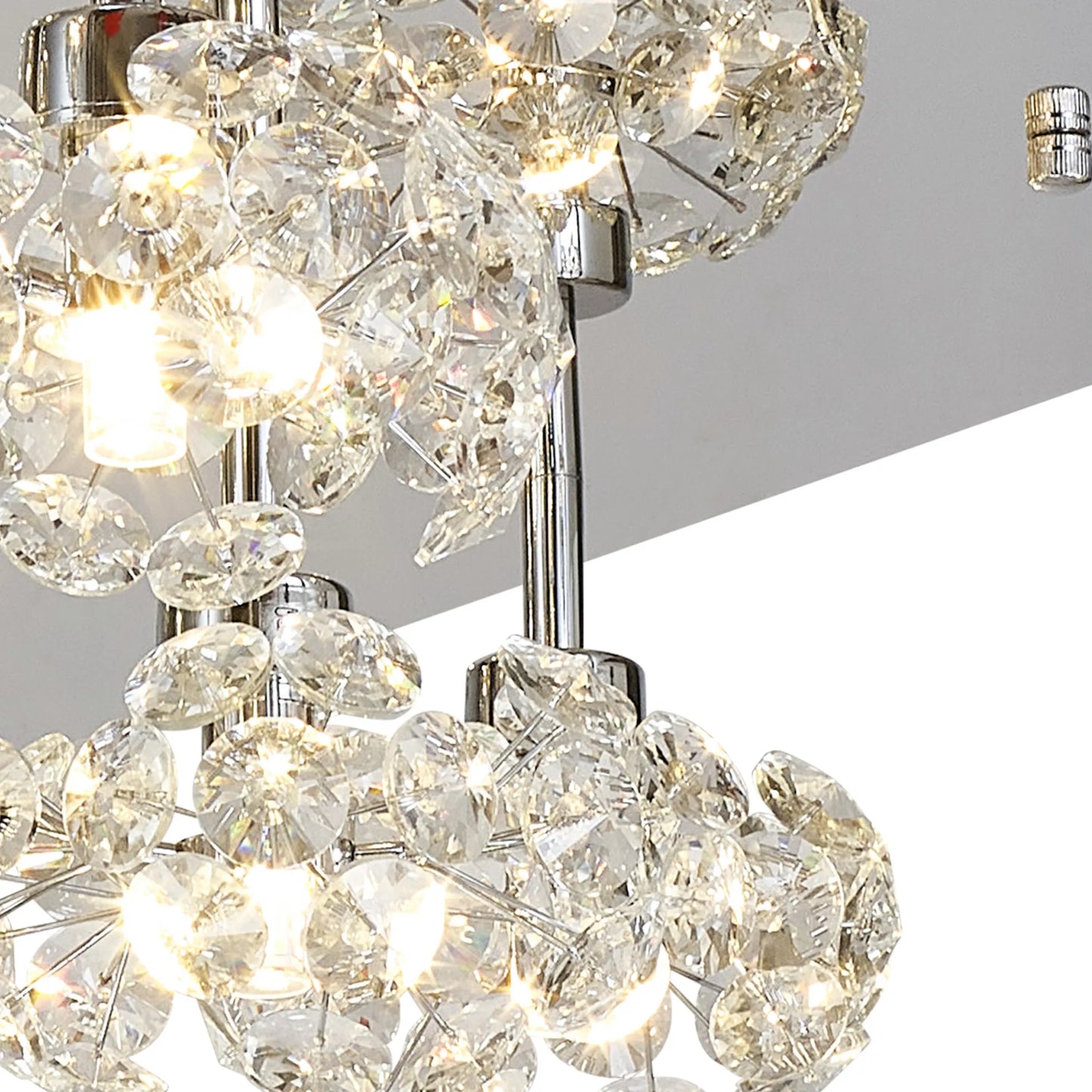 Brantley Square 13 Light G9 Flush Light With Polished Chrome Square And Crystal Shade, Item Weight: 17.2kg