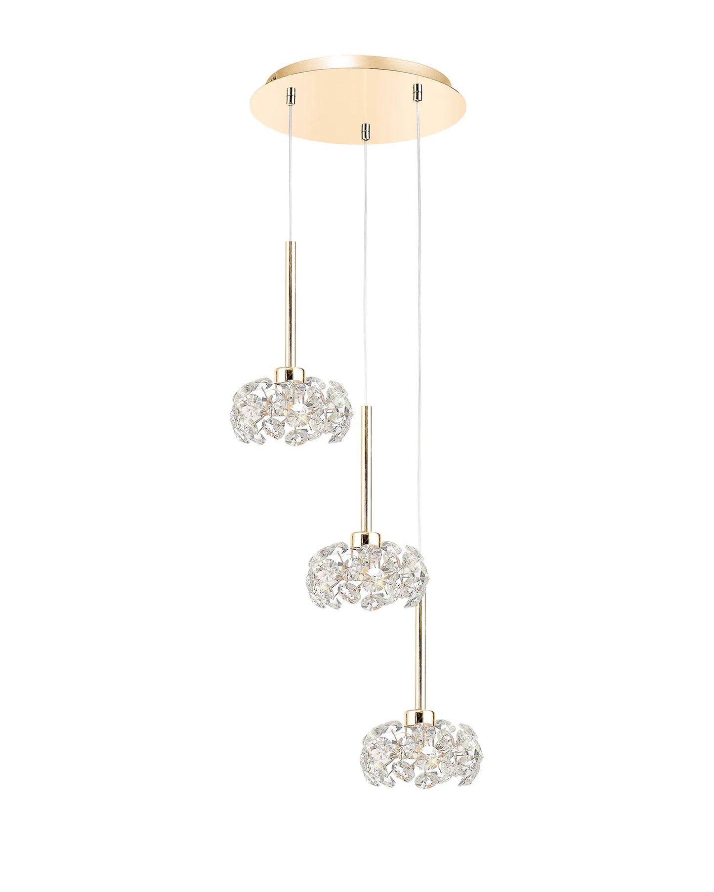 Brantley 3 Light G9 2m Round Pendant With French Gold And Crystal Shade