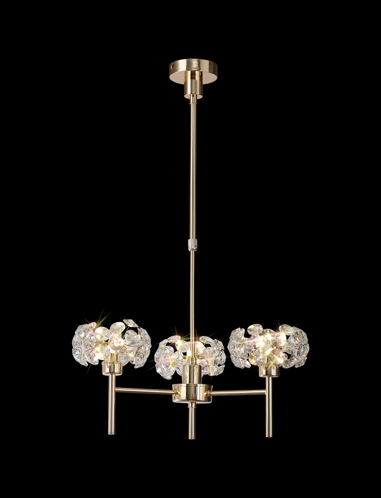 Brantley 3 Light G9 Telescopic Light With French Gold And Crystal Shade