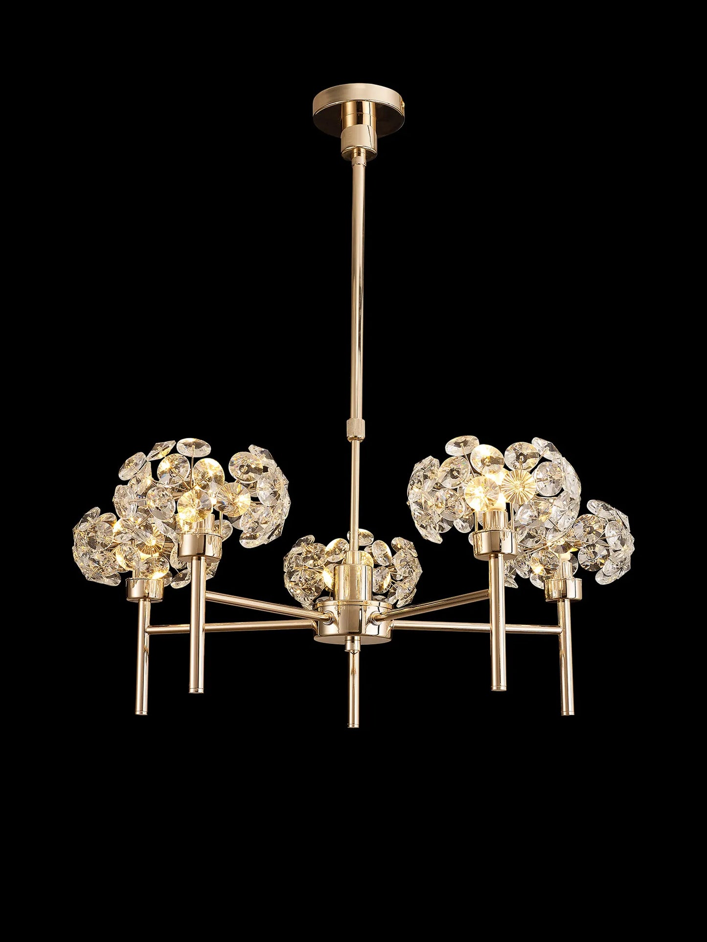 Brantley 5 Light G9 Telescopic Light With French Gold And Crystal Shade