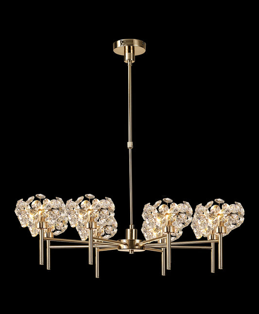 Brantley 8 Light G9 Telescopic Light With French Gold And Crystal Shade