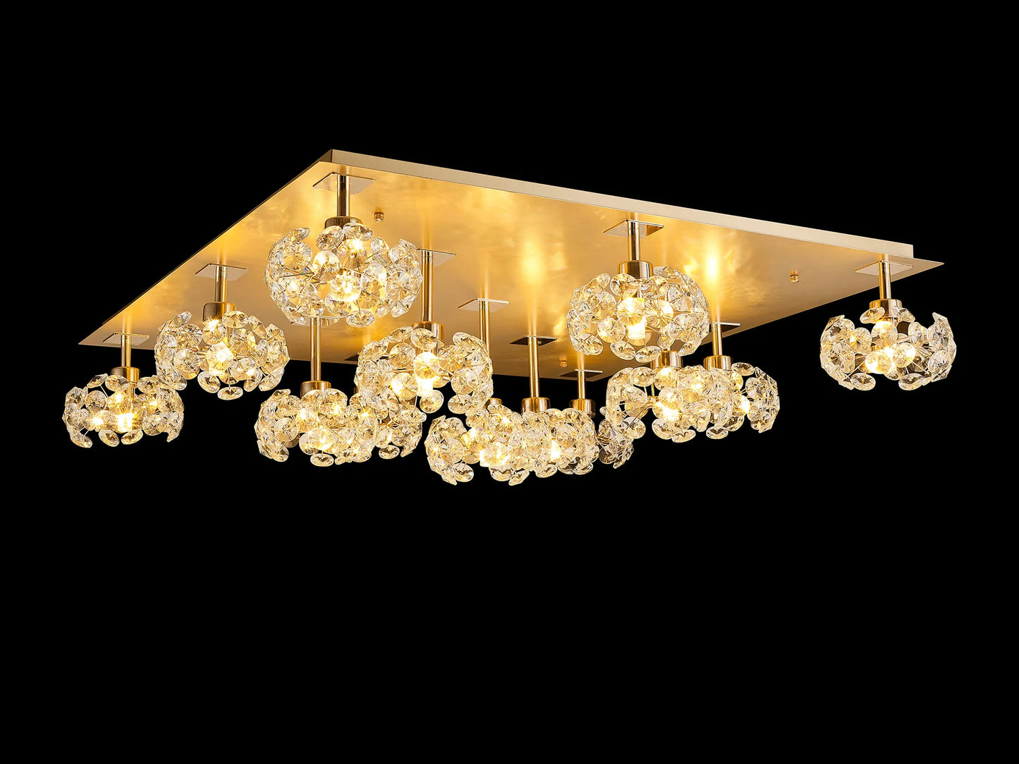 Brantley Round 3 Light G9 35cm Flush Light With French Gold And Crystal Shade