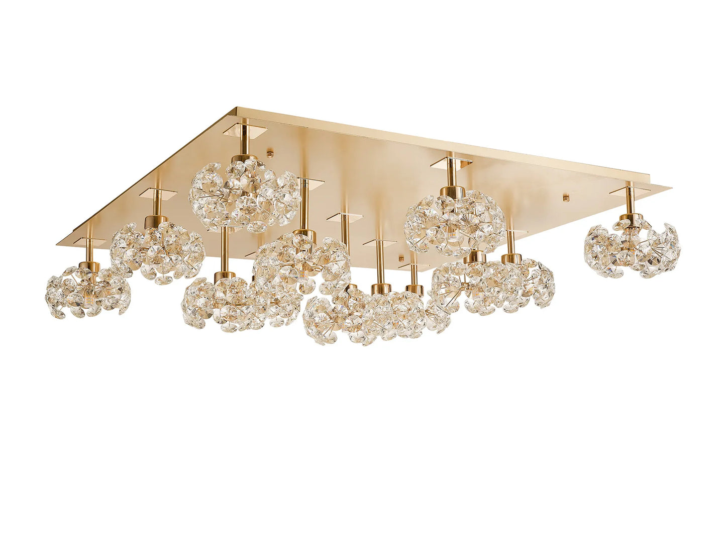 Brantley Round 3 Light G9 35cm Flush Light With French Gold And Crystal Shade