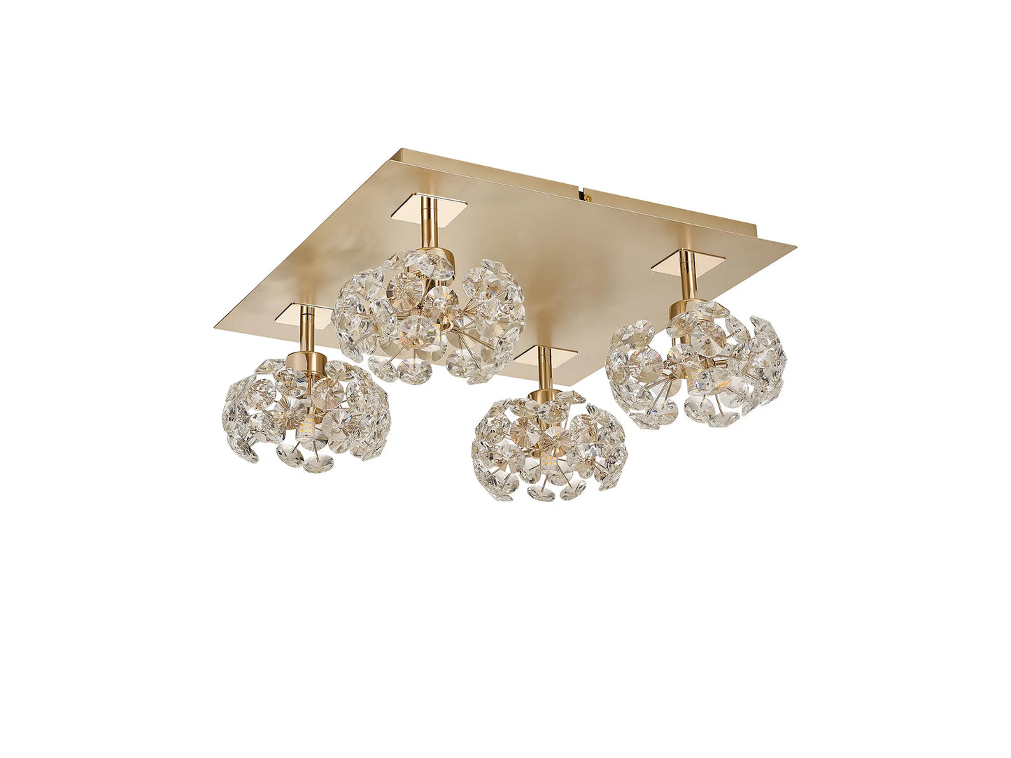 Brantley Round 5 Light G9 Flush Light With French Gold And Crystal Shade